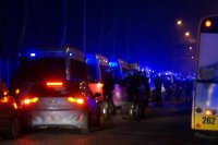 Policjanci śląskiego garnizonu podczas zabezpieczenia meczu piłki nożnej rozegranego pomiędzy drużynami Górnika Zabrze i GKS Tychy
