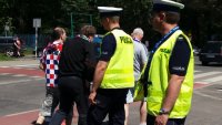 Zabrzańscy policjanci podczas zabezpieczenia meczu piłki nożnej pomiędzy drużynami Górnika Zabrze i Podbeskidzia Bielsko Biała