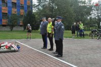 Policjanci garnizonu śląskiego podczas Rajdu rowerowego policjantów upamiętniający odzyskanie przez Polskę niepodległości